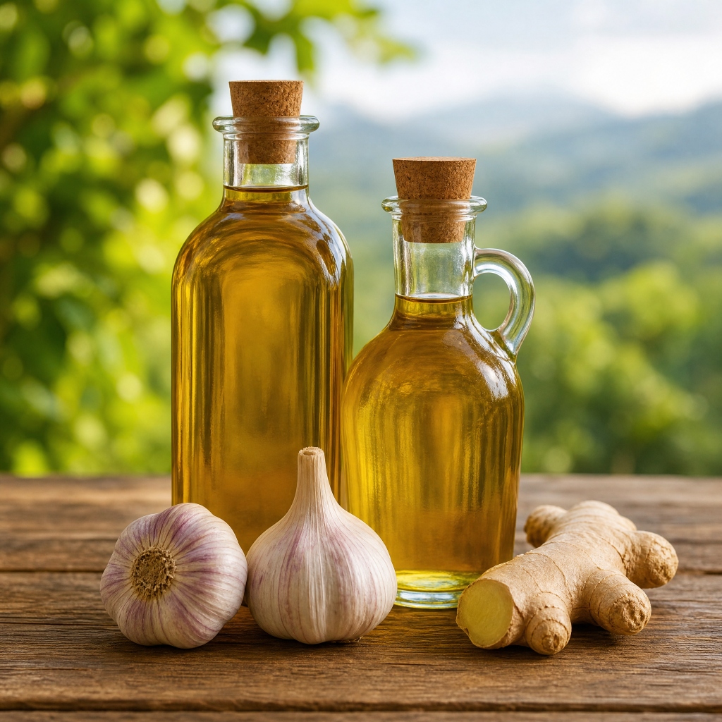 Naturalne oleje z czosnkiem i imbirem